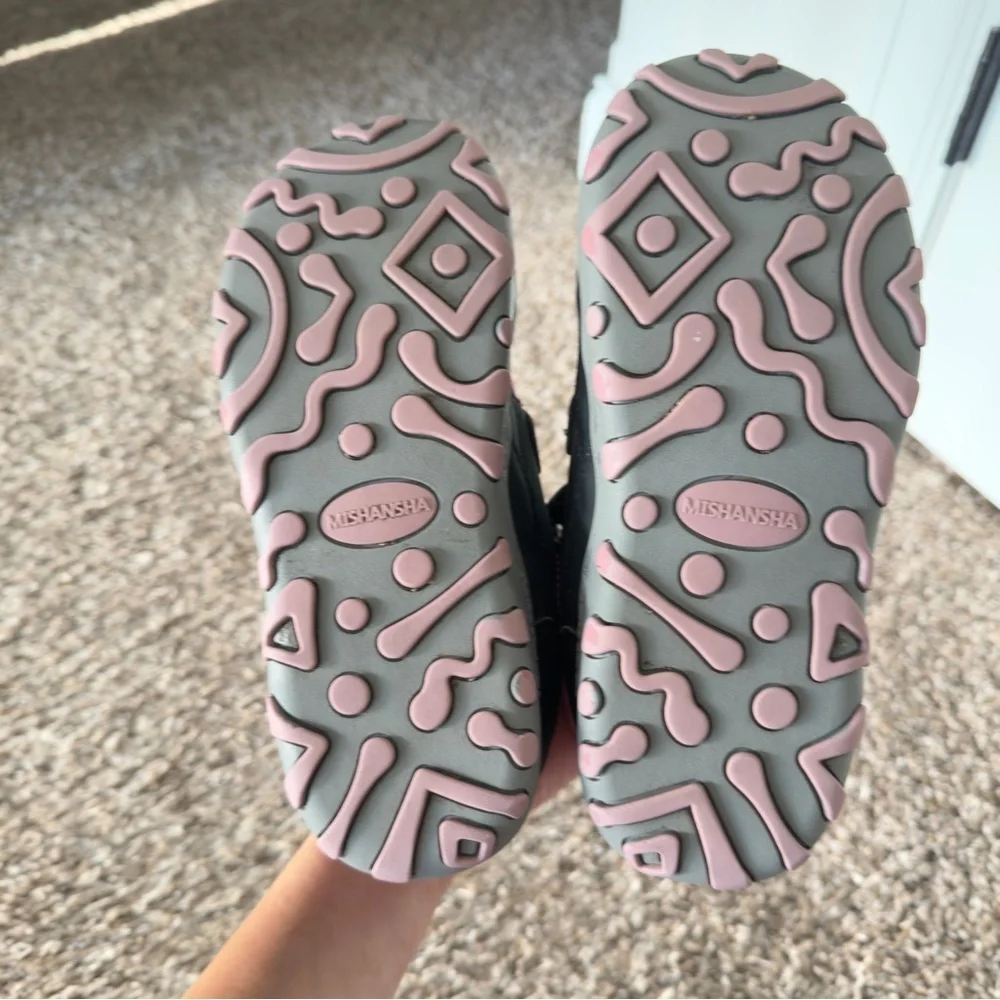 Mishansha Kids' Pink and Gray Boots Size 2.5
